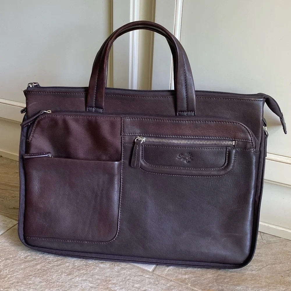 Scully Gusset Chocolate Laptop Briefcase - Picture 2 of 16